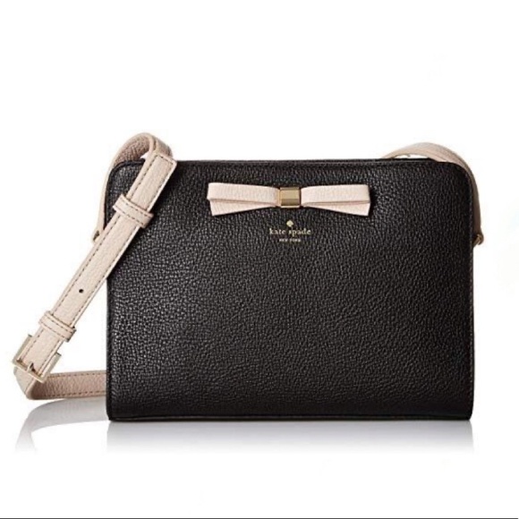 kate spade Handbags - Kate Spade Black Beige Bow Crossbody Purse Bag